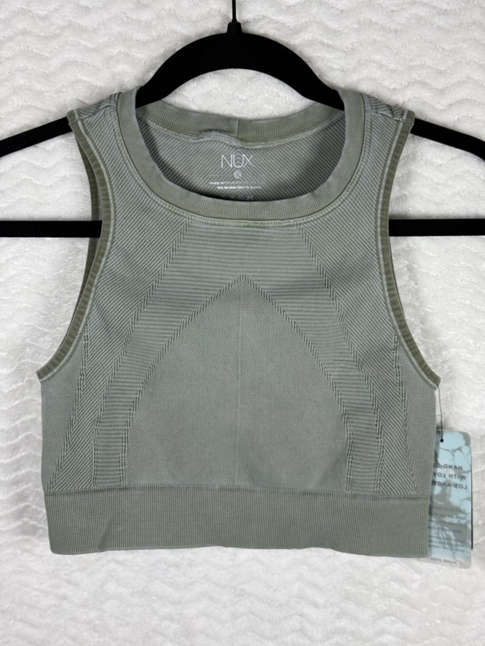 NUX Sage Green Ribbed Seamless Crop Tank
